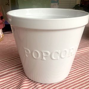 White Ceramic Popcorn Bowl